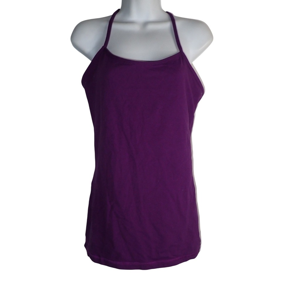 Lululemon Womens Purple Power Y Tank Top Racerback Shelf Bra Size 10